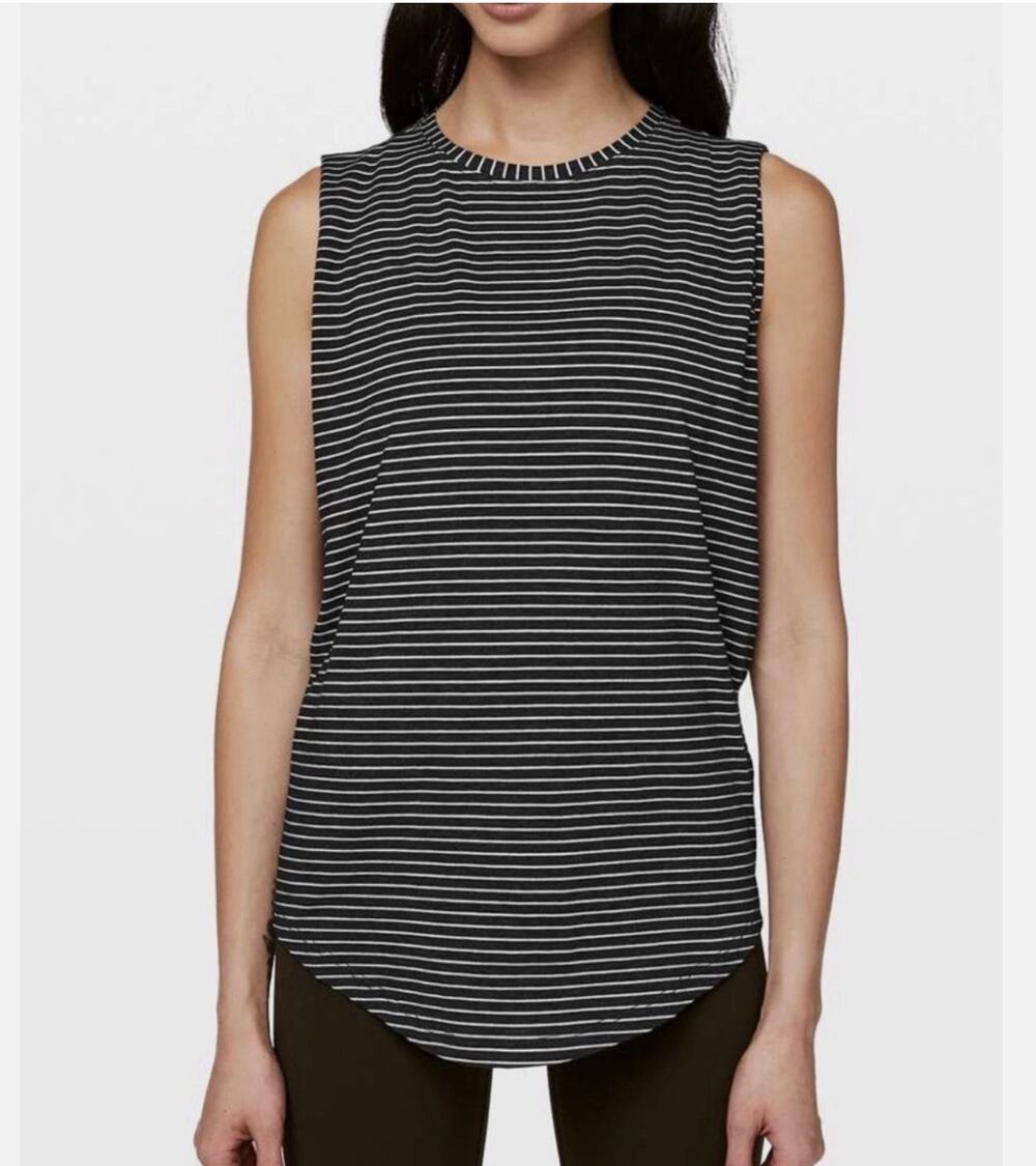 Lululemon Brunswick Muscle Tank Black White Stripe S